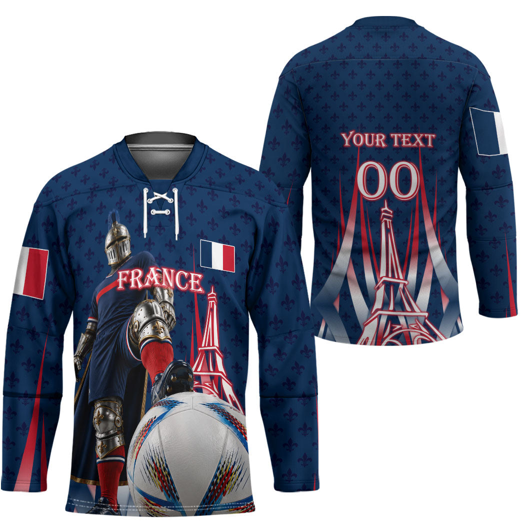 Personalized France Football Knight Hockey Jersey Medieval Knight Soccer Concept With Eiffel Tower