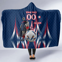 Personalized France Football Knight Hooded Blanket Medieval Knight Soccer Concept With Eiffel Tower