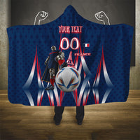 Personalized France Football Knight Hooded Blanket Medieval Knight Soccer Concept With Eiffel Tower