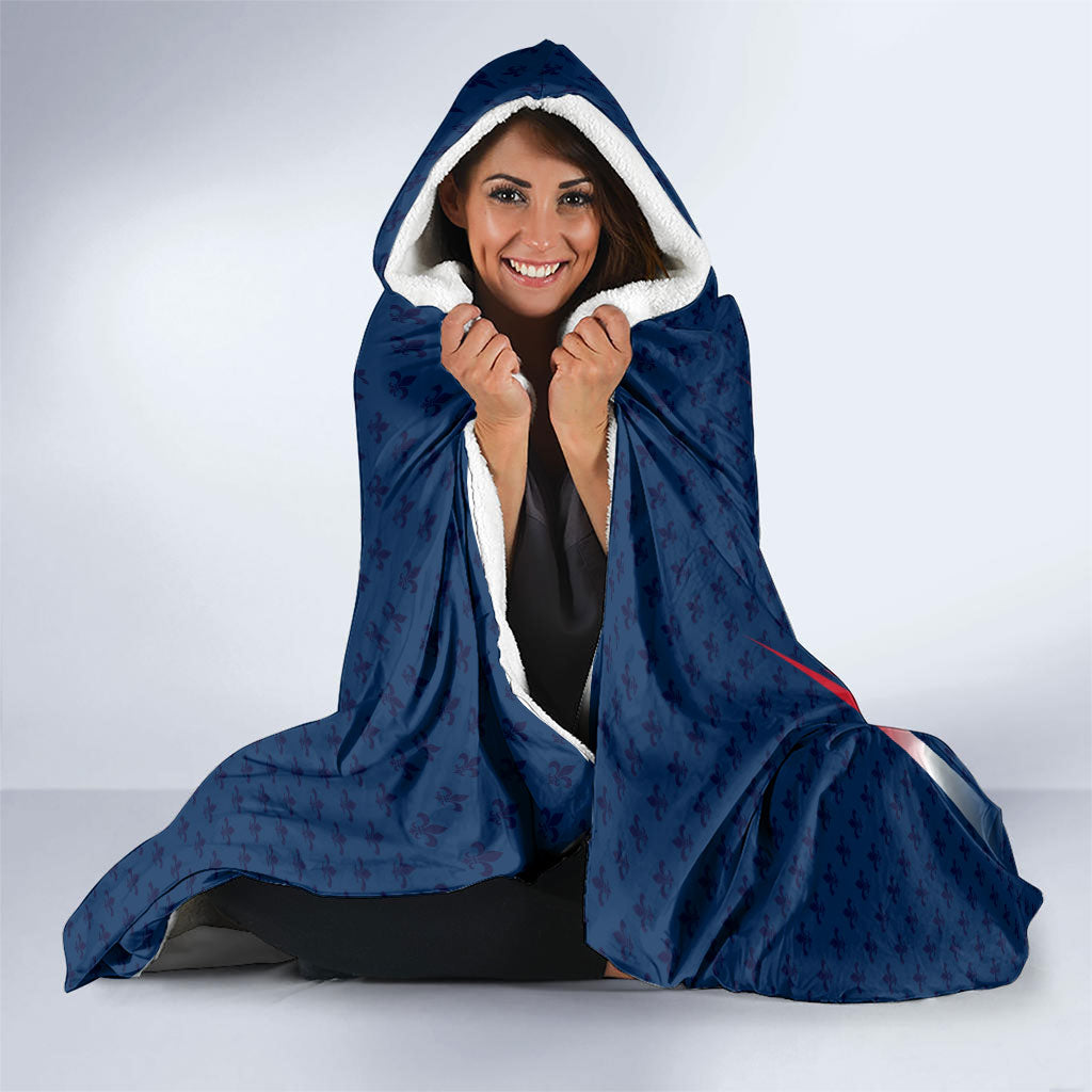 Personalized France Football Knight Hooded Blanket Medieval Knight Soccer Concept With Eiffel Tower