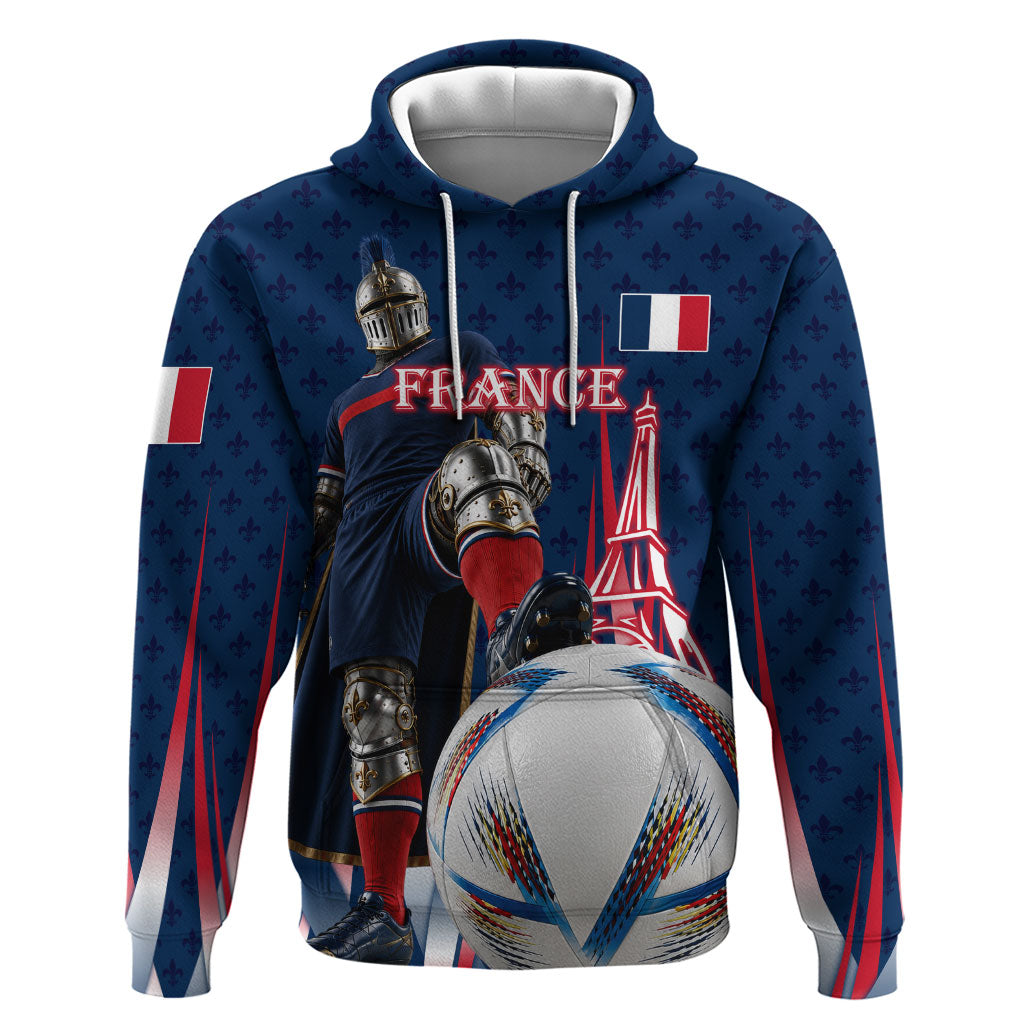 Personalized France Football Knight Hoodie Medieval Knight Soccer Concept With Eiffel Tower