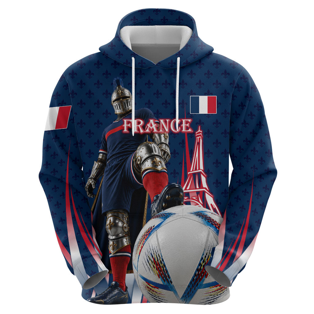 Personalized France Football Knight Hoodie Medieval Knight Soccer Concept With Eiffel Tower