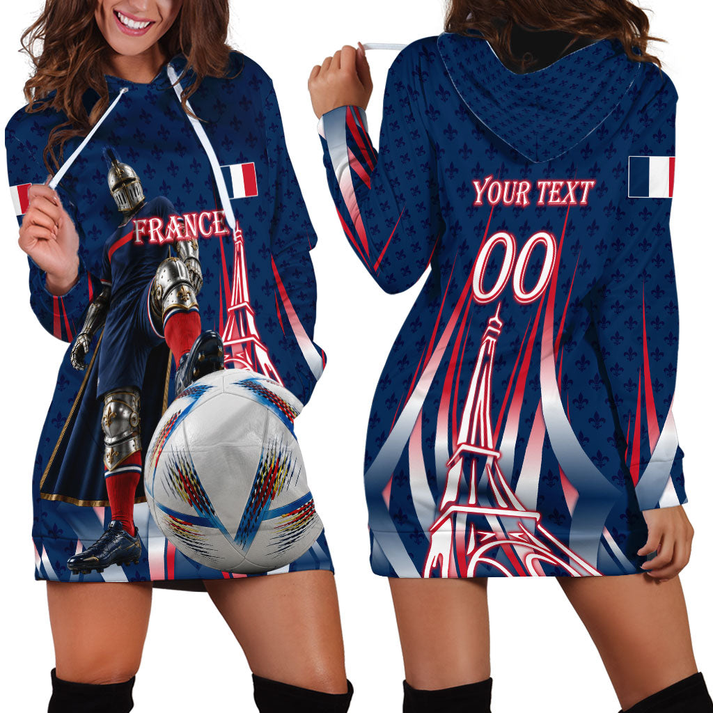 Personalized France Football Knight Hoodie Dress Medieval Knight Soccer Concept With Eiffel Tower