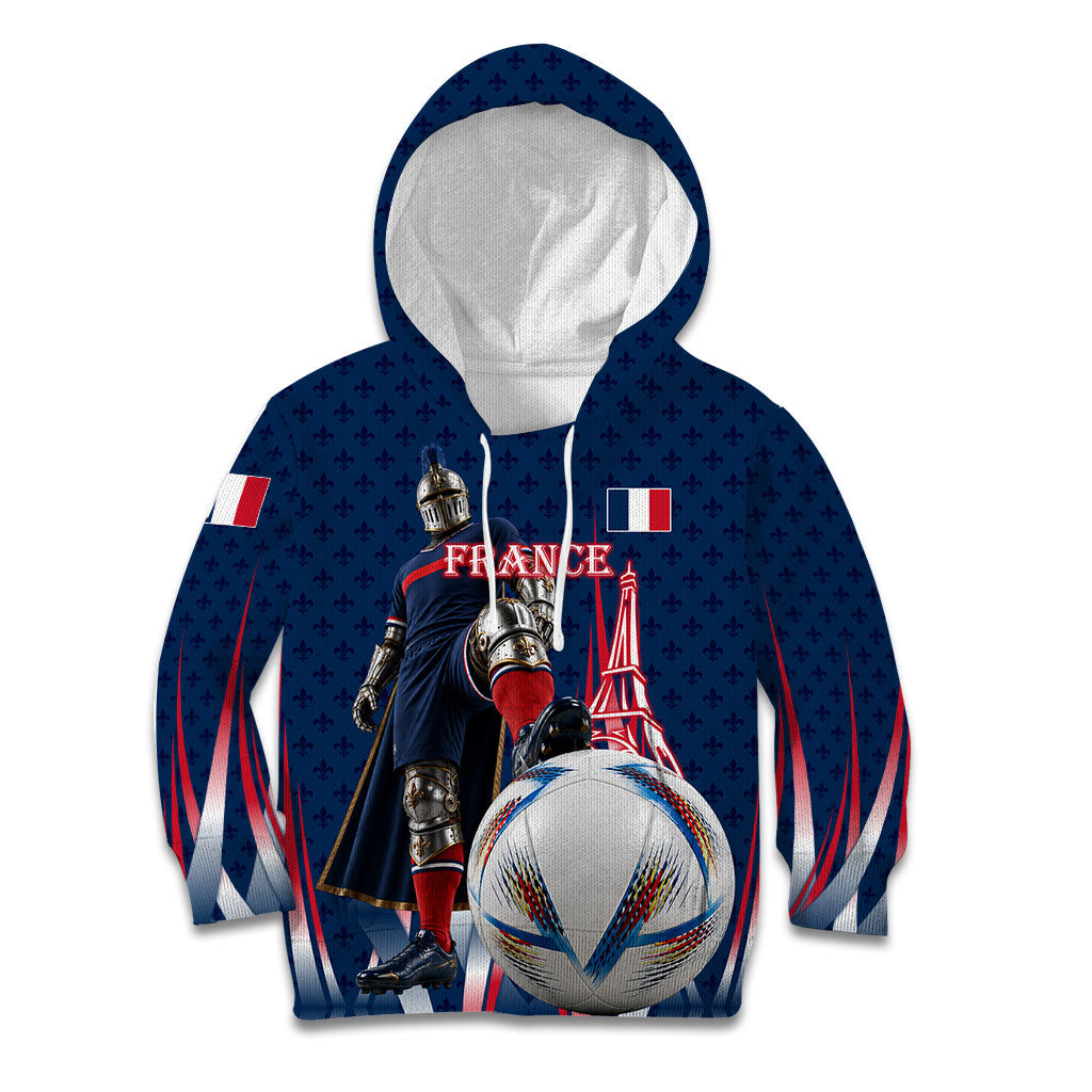 Personalized France Football Knight Kid Hoodie Medieval Knight Soccer Concept With Eiffel Tower