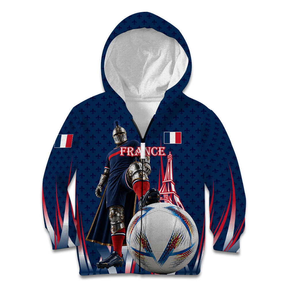 Personalized France Football Knight Kid Hoodie Medieval Knight Soccer Concept With Eiffel Tower
