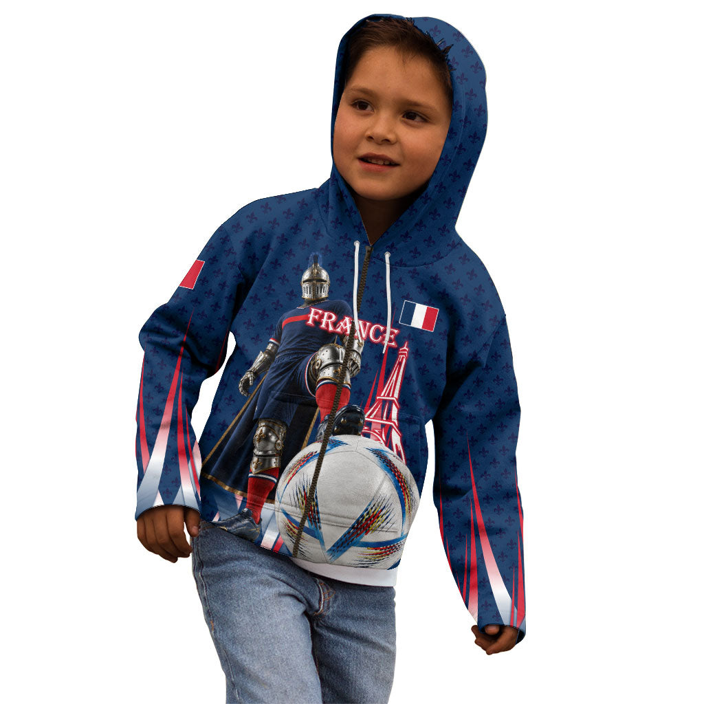 Personalized France Football Knight Kid Hoodie Medieval Knight Soccer Concept With Eiffel Tower
