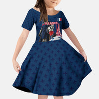 Personalized France Football Knight Kid Short Sleeve Dress Medieval Knight Soccer Concept With Eiffel Tower