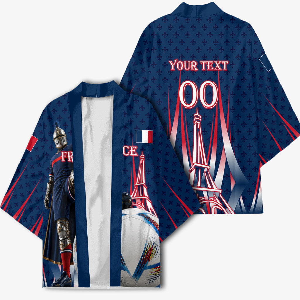 Personalized France Football Knight Kimono Medieval Knight Soccer Concept With Eiffel Tower