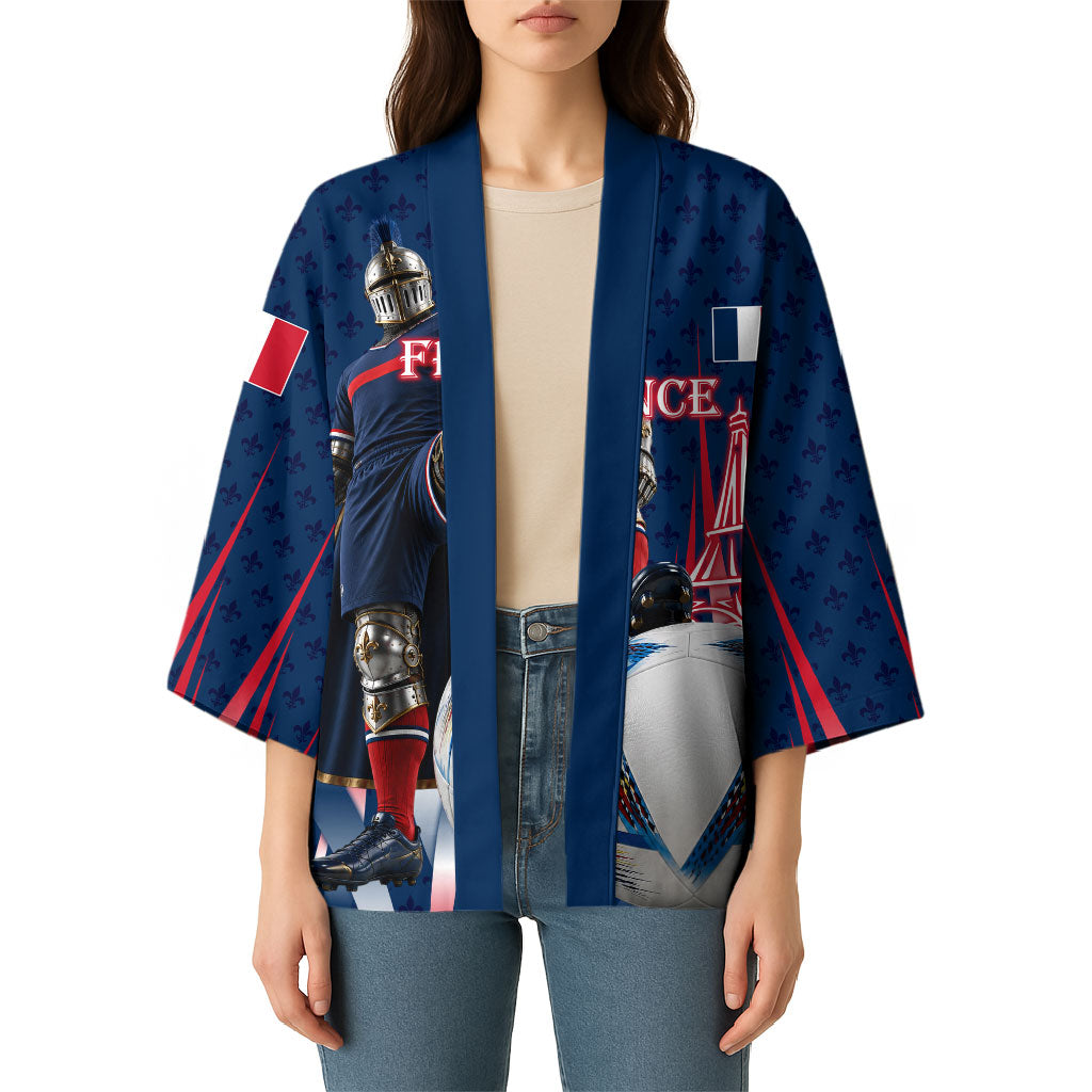Personalized France Football Knight Kimono Medieval Knight Soccer Concept With Eiffel Tower
