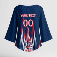 Personalized France Football Knight Kimono Sleeve Blouse Medieval Knight Soccer Concept With Eiffel Tower