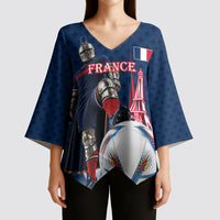 Personalized France Football Knight Kimono Sleeve Blouse Medieval Knight Soccer Concept With Eiffel Tower
