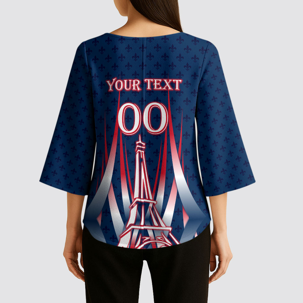 Personalized France Football Knight Kimono Sleeve Blouse Medieval Knight Soccer Concept With Eiffel Tower