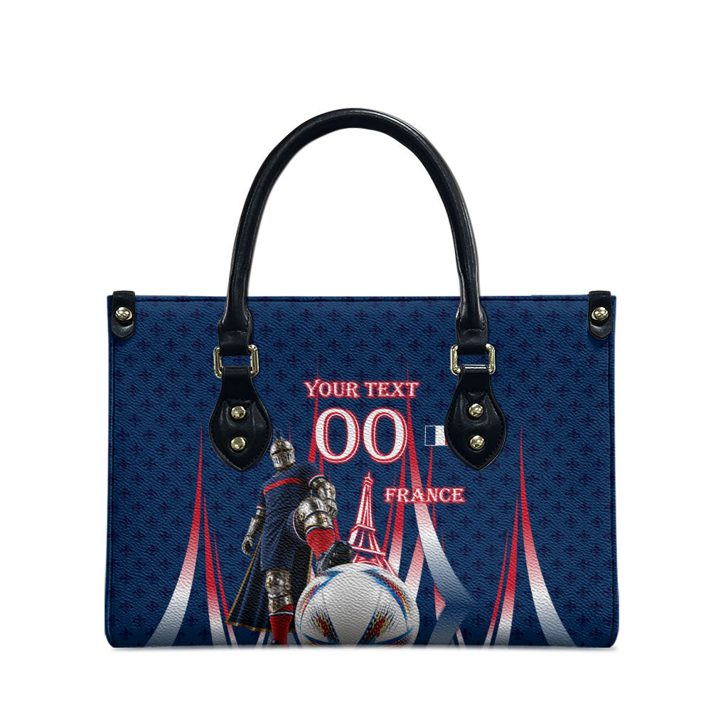 Personalized France Football Knight Leather Bag Medieval Knight Soccer Concept With Eiffel Tower