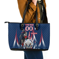 Personalized France Football Knight Leather Tote Bag Medieval Knight Soccer Concept With Eiffel Tower