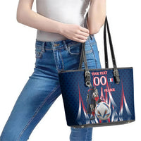 Personalized France Football Knight Leather Tote Bag Medieval Knight Soccer Concept With Eiffel Tower