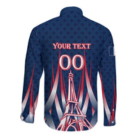 Personalized France Football Knight Long Sleeve Button Shirt Medieval Knight Soccer Concept With Eiffel Tower