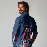 Personalized France Football Knight Long Sleeve Polo Shirt Medieval Knight Soccer Concept With Eiffel Tower