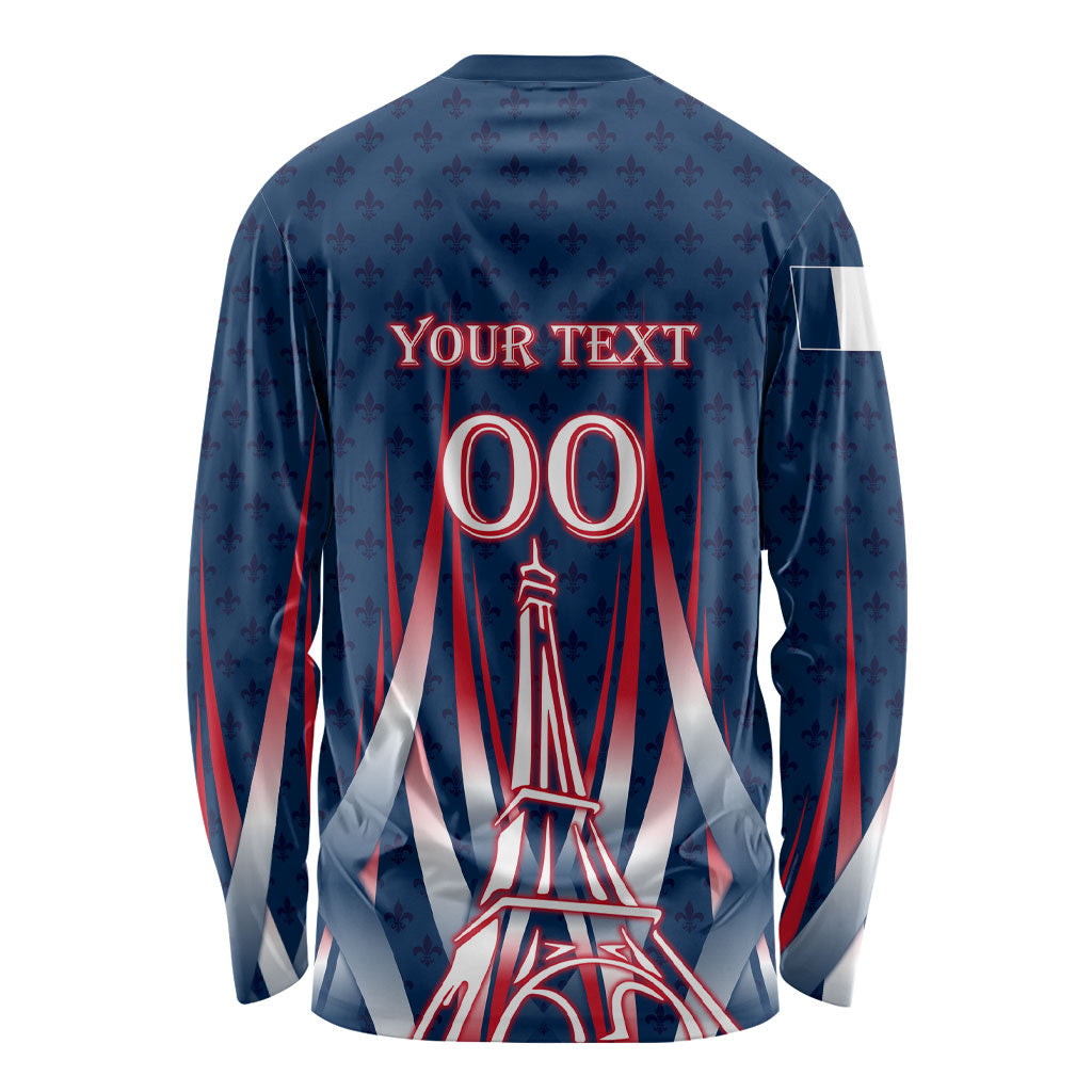 Personalized France Football Knight Long Sleeve Shirt Medieval Knight Soccer Concept With Eiffel Tower