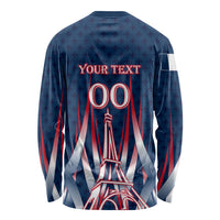 Personalized France Football Knight Long Sleeve Shirt Medieval Knight Soccer Concept With Eiffel Tower
