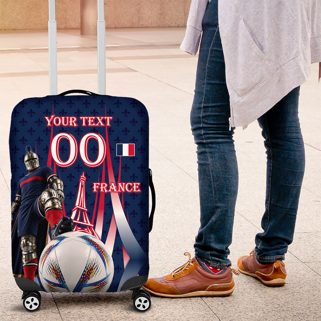 Personalized France Football Knight Luggage Cover Medieval Knight Soccer Concept With Eiffel Tower