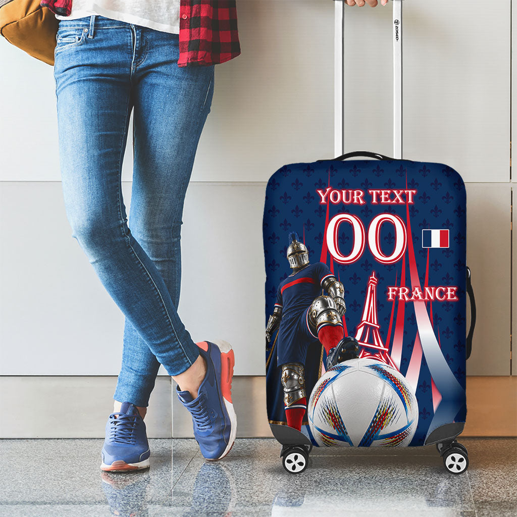 Personalized France Football Knight Luggage Cover Medieval Knight Soccer Concept With Eiffel Tower