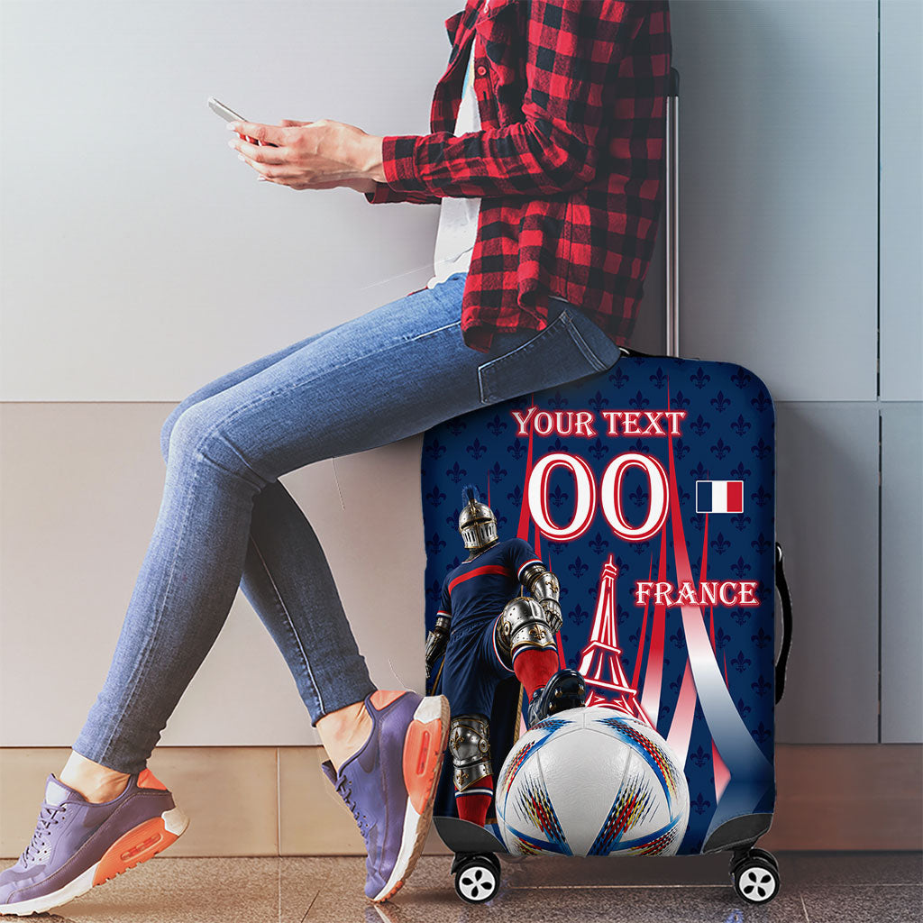 Personalized France Football Knight Luggage Cover Medieval Knight Soccer Concept With Eiffel Tower