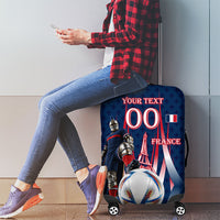 Personalized France Football Knight Luggage Cover Medieval Knight Soccer Concept With Eiffel Tower