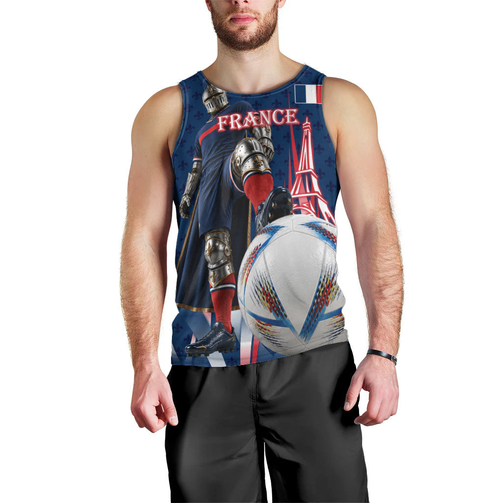 Personalized France Football Knight Men Tank Top Medieval Knight Soccer Concept With Eiffel Tower