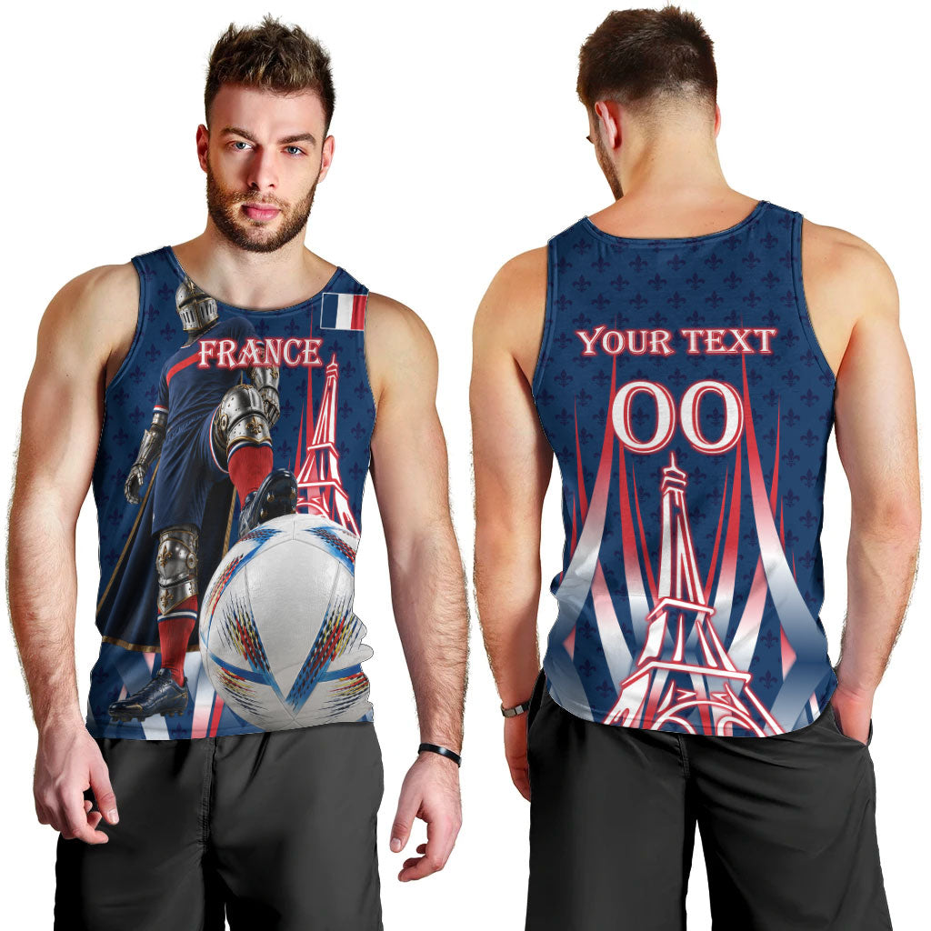 Personalized France Football Knight Men Tank Top Medieval Knight Soccer Concept With Eiffel Tower