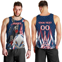 Personalized France Football Knight Men Tank Top Medieval Knight Soccer Concept With Eiffel Tower