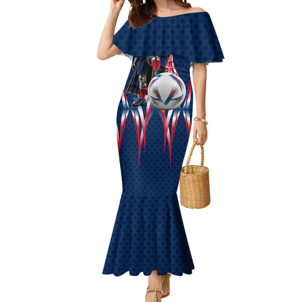 Personalized France Football Knight Mermaid Dress Medieval Knight Soccer Concept With Eiffel Tower