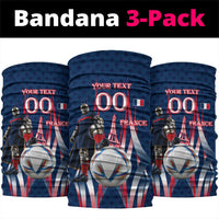 Personalized France Football Knight Neck Gaiter Medieval Knight Soccer Concept With Eiffel Tower