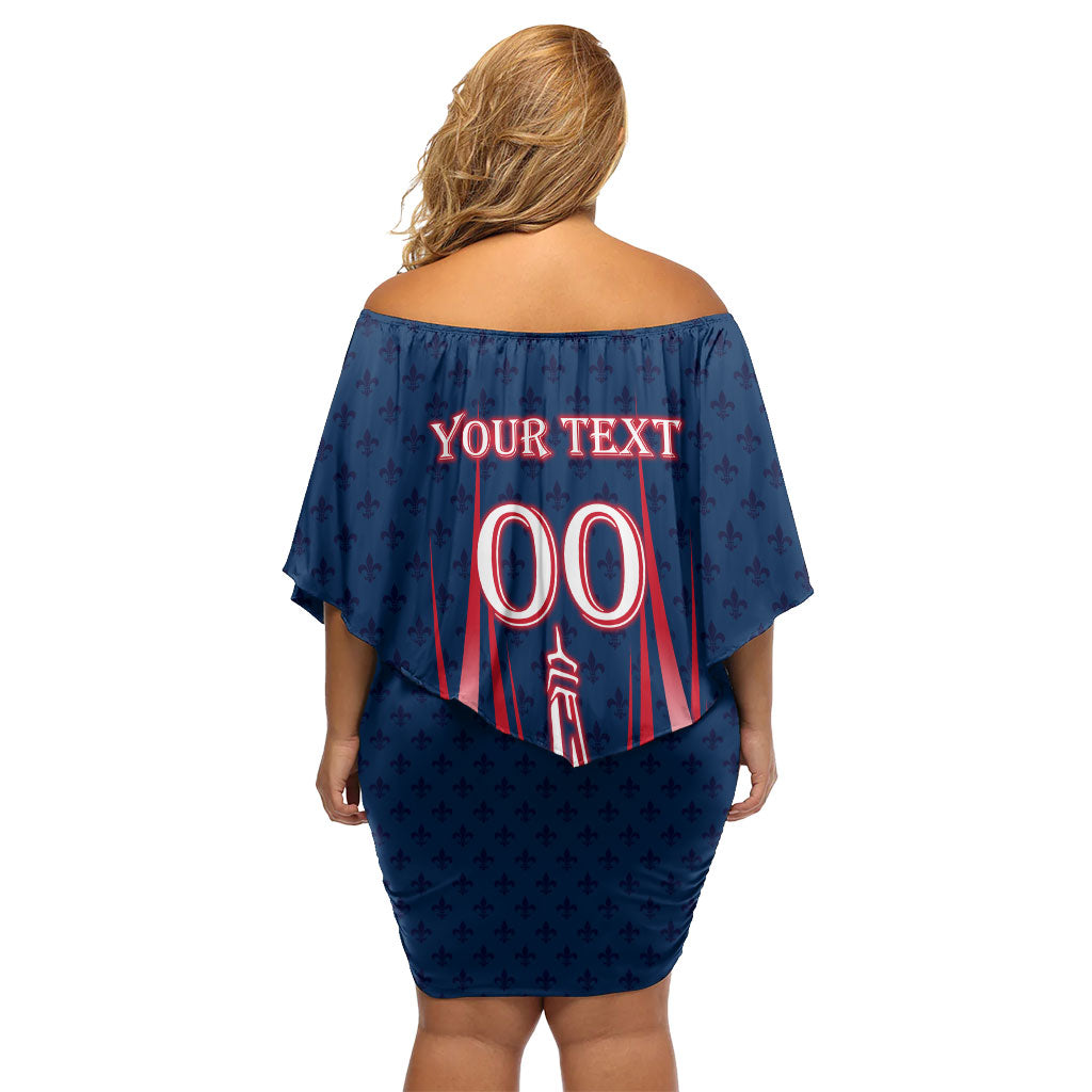 Personalized France Football Knight Off Shoulder Short Dress Medieval Knight Soccer Concept With Eiffel Tower