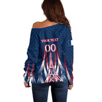 Personalized France Football Knight Off Shoulder Sweater Medieval Knight Soccer Concept With Eiffel Tower