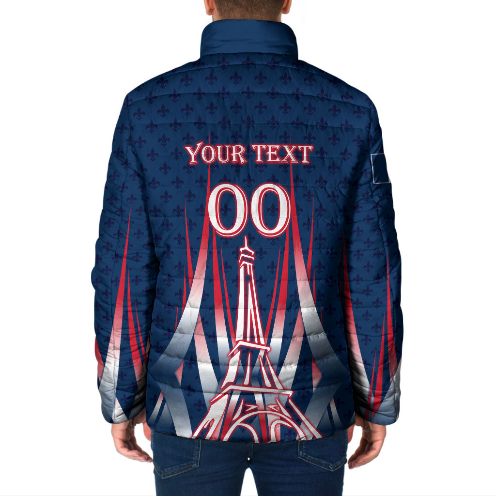 Personalized France Football Knight Padded Jacket Medieval Knight Soccer Concept With Eiffel Tower