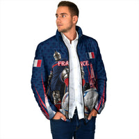 Personalized France Football Knight Padded Jacket Medieval Knight Soccer Concept With Eiffel Tower