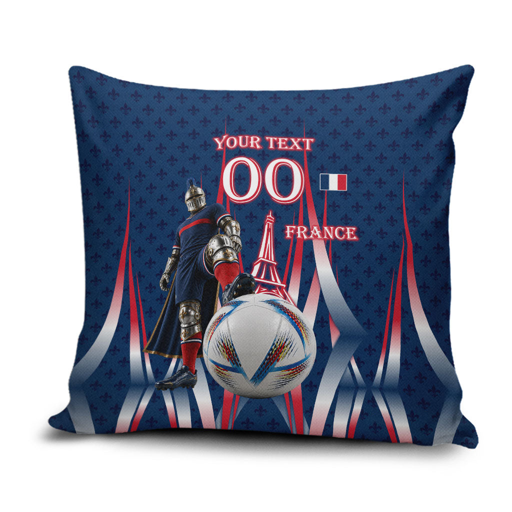 Personalized France Football Knight Pillow Cover Medieval Knight Soccer Concept With Eiffel Tower