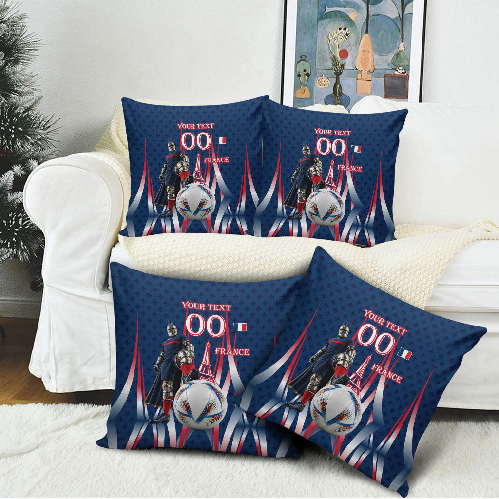 Personalized France Football Knight Pillow Cover Medieval Knight Soccer Concept With Eiffel Tower