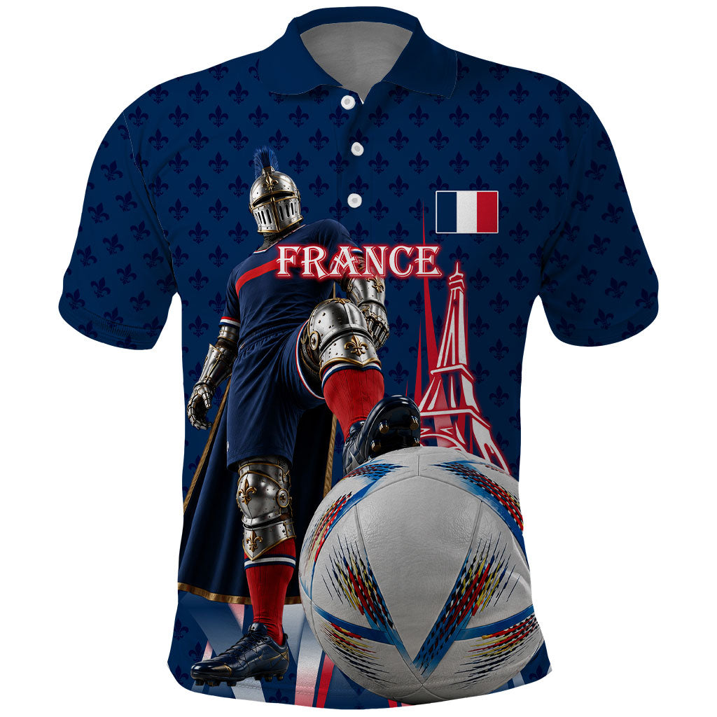 Personalized France Football Knight Polo Shirt Medieval Knight Soccer Concept With Eiffel Tower
