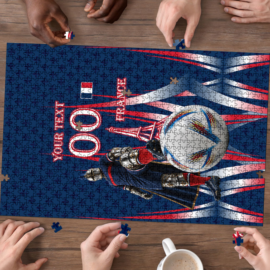 Personalized France Football Knight Puzzle Medieval Knight Soccer Concept With Eiffel Tower