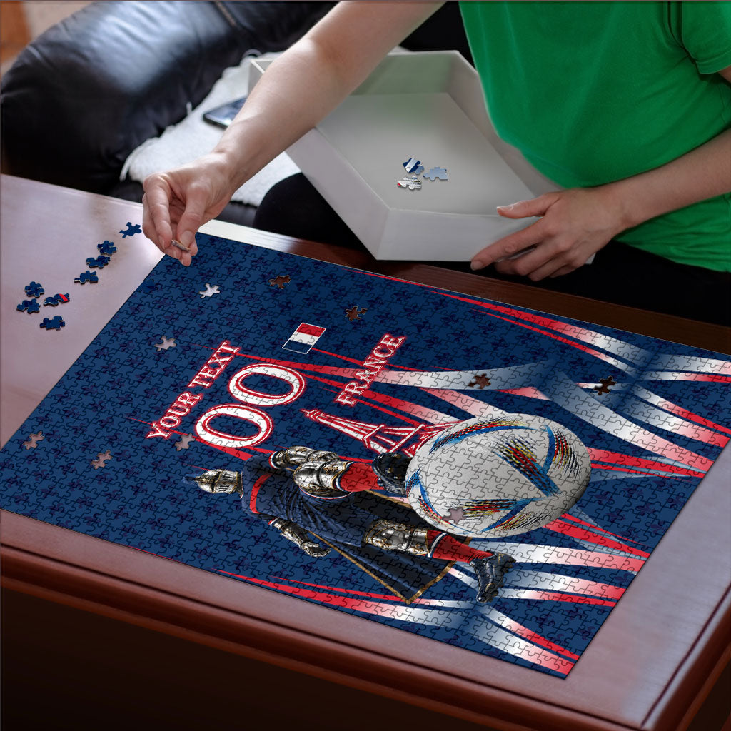 Personalized France Football Knight Puzzle Medieval Knight Soccer Concept With Eiffel Tower
