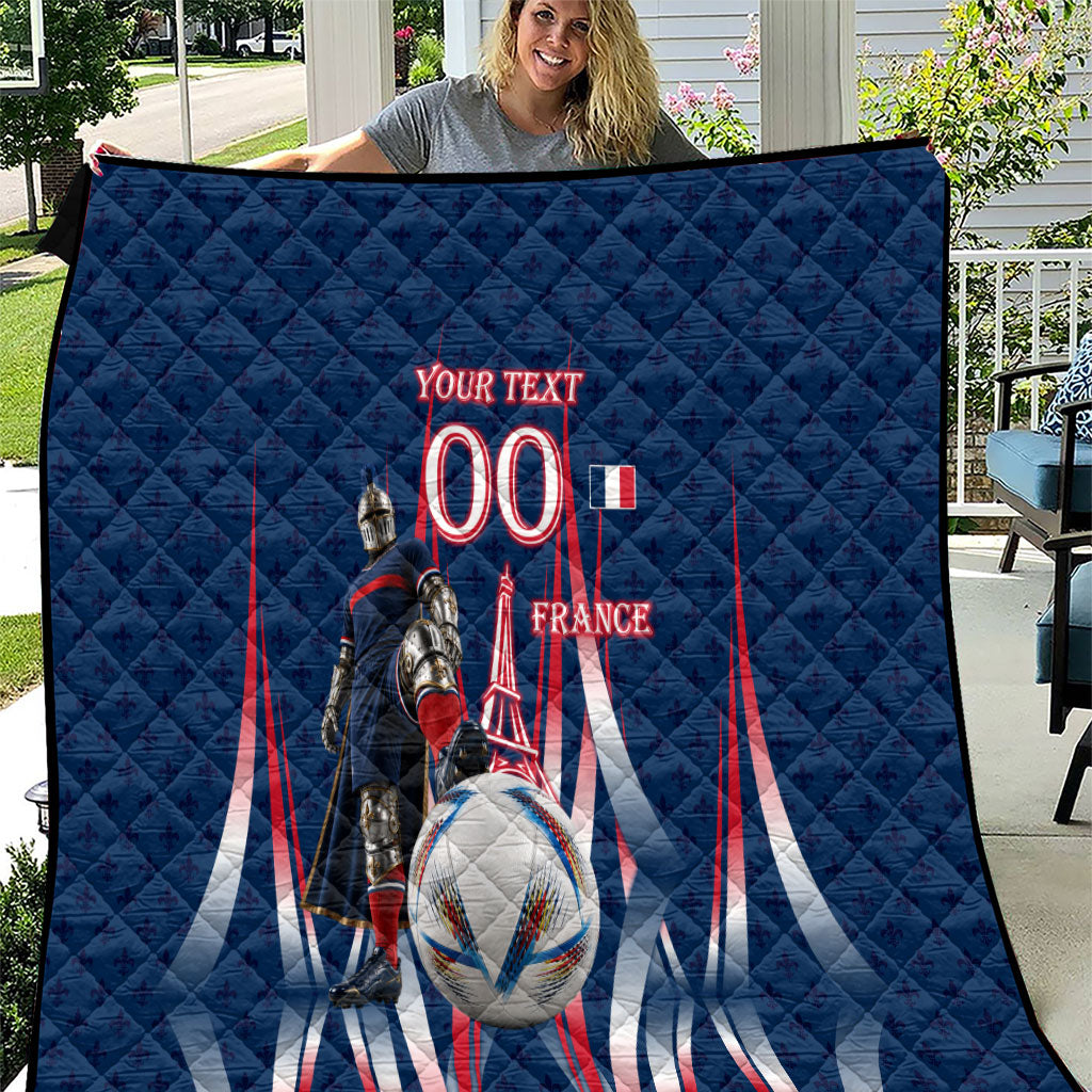 Personalized France Football Knight Quilt Medieval Knight Soccer Concept With Eiffel Tower