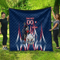 Personalized France Football Knight Quilt Medieval Knight Soccer Concept With Eiffel Tower