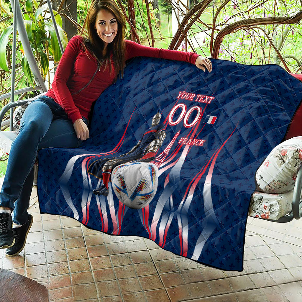 Personalized France Football Knight Quilt Medieval Knight Soccer Concept With Eiffel Tower
