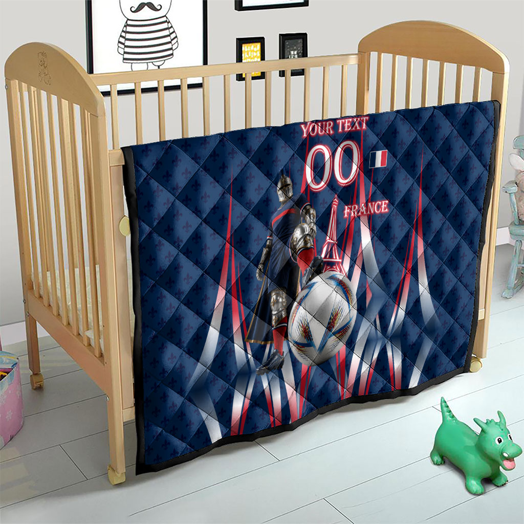 Personalized France Football Knight Quilt Medieval Knight Soccer Concept With Eiffel Tower
