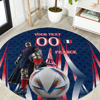 Personalized France Football Knight Round Carpet Medieval Knight Soccer Concept With Eiffel Tower