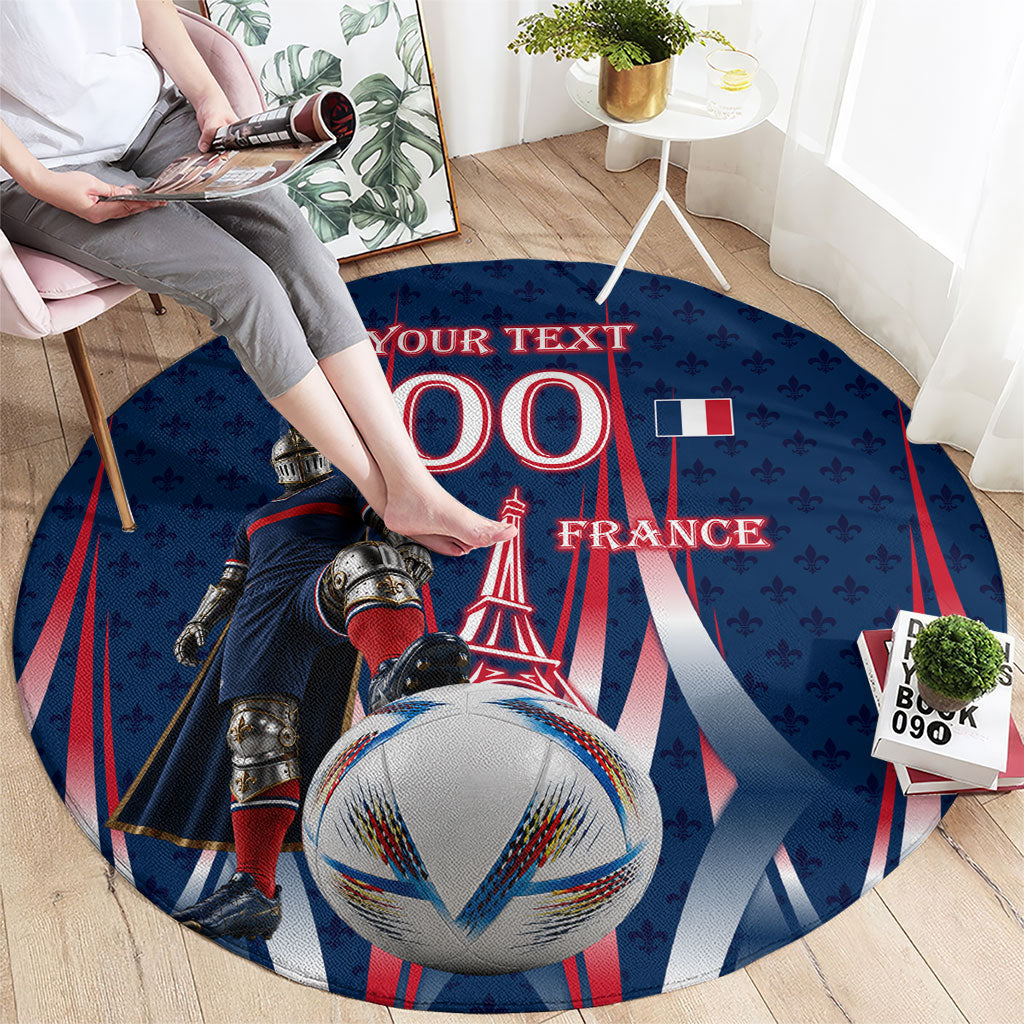 Personalized France Football Knight Round Carpet Medieval Knight Soccer Concept With Eiffel Tower