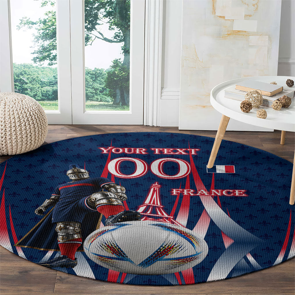 Personalized France Football Knight Round Carpet Medieval Knight Soccer Concept With Eiffel Tower