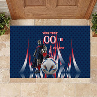 Personalized France Football Knight Rubber Doormat Medieval Knight Soccer Concept With Eiffel Tower