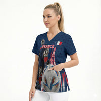 Personalized France Football Knight Scrub Top Medieval Knight Soccer Concept With Eiffel Tower